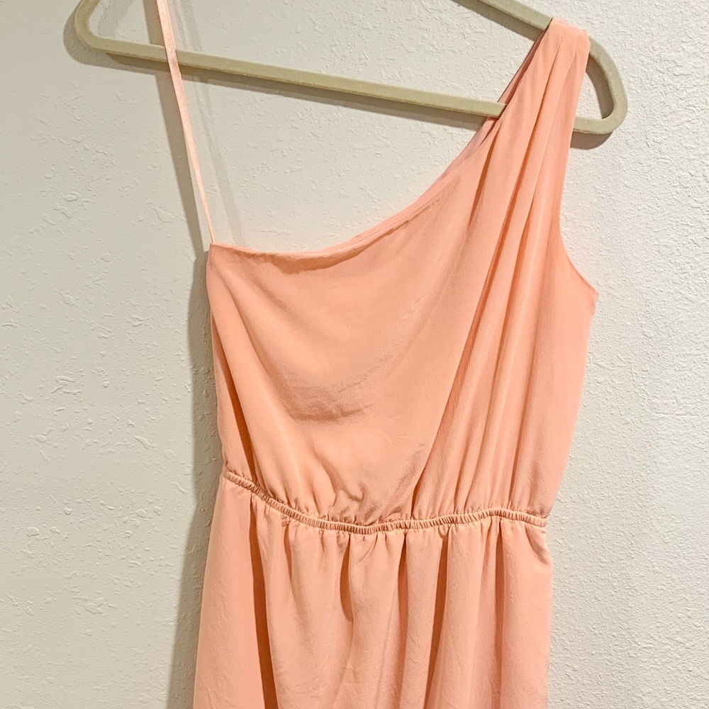 Club Monaco single shoulder cocktail dress in coral color